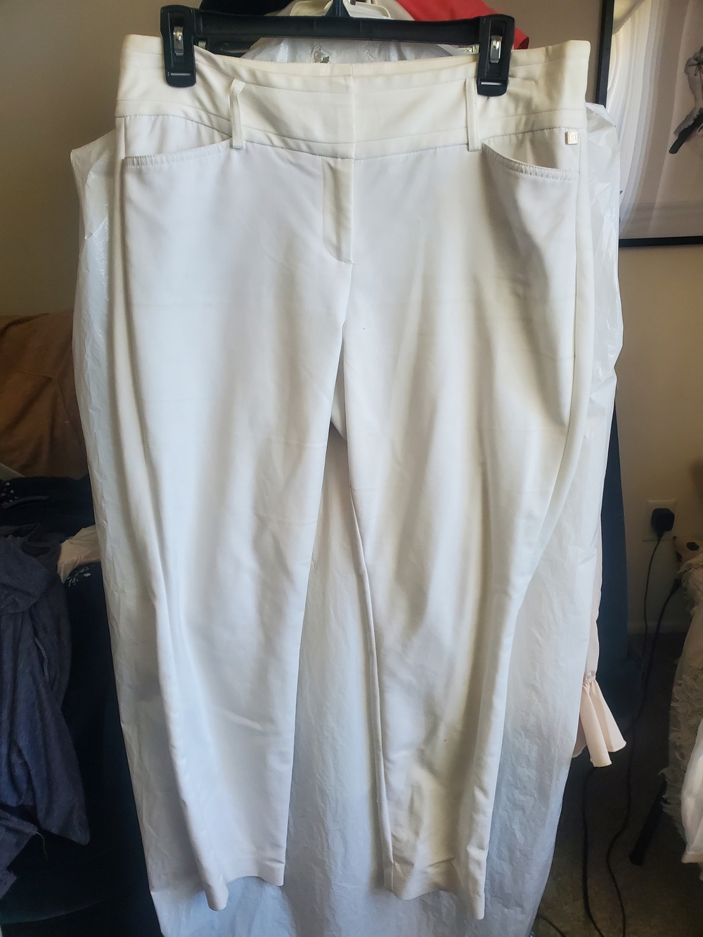Ivanka Trump White Dress Pants with Label Detailing